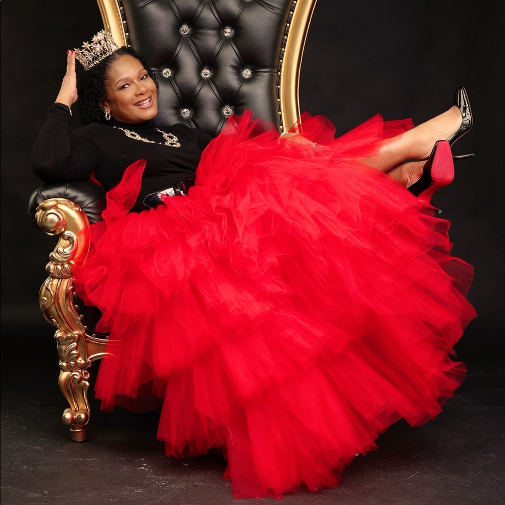 Oyemwen Red Tulle Skirt, Sz XL